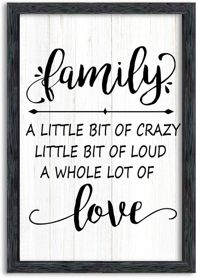 AuraPeak Family Wall Decor For Family A Little Bit Of Crazy Sign Hallway Entryway Horizontal Home Modern Positive Farmhouse Living Room Wall Hanging Art (Black 16"×10")