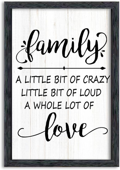 AuraPeak Family Wall Decor For Family A Little Bit Of Crazy Sign Hallway Entryway Horizontal Home Modern Positive Farmhouse Living Room Wall Hanging Art (Black 16"×10")