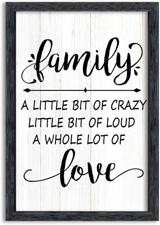 AuraPeak Family Wall Decor For Family A Little Bit Of Crazy Sign Hallway Entryway Horizontal Home Modern Positive Farmhouse Living Room Wall Hanging Art (Black 16"×10")