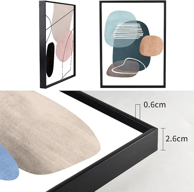 MPLONG Wall Art 3 Pieces Of Framed Decorative Paintings Abstract Simple Orange White Blue And Other Color Blocks Wall Art Canvas Prints Wall Decor Gifts Size 16" x 24" x 3 Panels