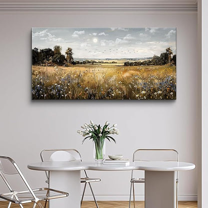 KELIYUAN Canvas Wall Art For Living Room Farmhouse Wall Decor For Bedroom Office Decorations Field Scenery Painting Countryside Wall Pictures Artwork Modern Ready To Hang Home Decor 20"X40"