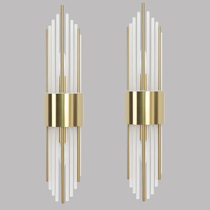 2-Light Modern Crystal Wall Sconces Titanium Gold Vanity Wall Light with Frosted Glass Luxury Set of 2 Wall Light Fixtures for Bedroom Living Room Dining Room Vanity Mirror Light