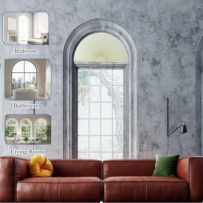 Arch Window Shade Blackout Cellular Shades Half Circle Moon Window Covering No Drill Honeycomb Cordless Blinds for Indoor Window Room Darkening Easy Install Light Blocking Blinds (1, Beige, 48x24inch)