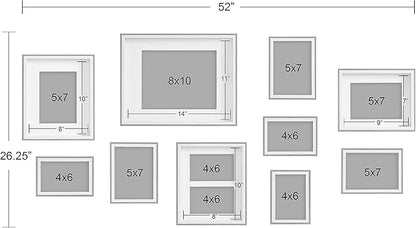 Kate and Laurel Gibson Modern Frame Set; Set of 10; White and Natural Wood; Decorative Photo Gallery Wall Frame Set with Multiple Sizes