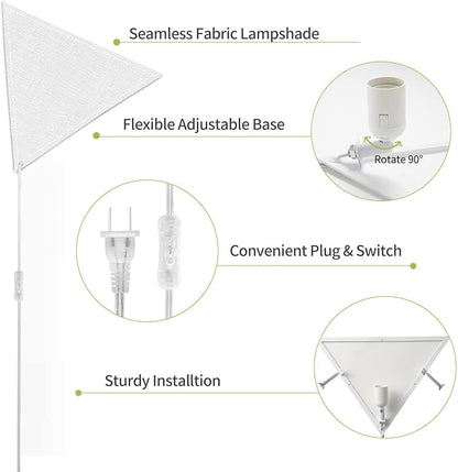Corner Light with Switch, Ceiling Corner Lights for Living Room, Plug in Ceiling Light for Dark Area, Lamp for Bedroom, Kids Room, Triangle Shape, Linen, Eco-Friendly (1 Pack)