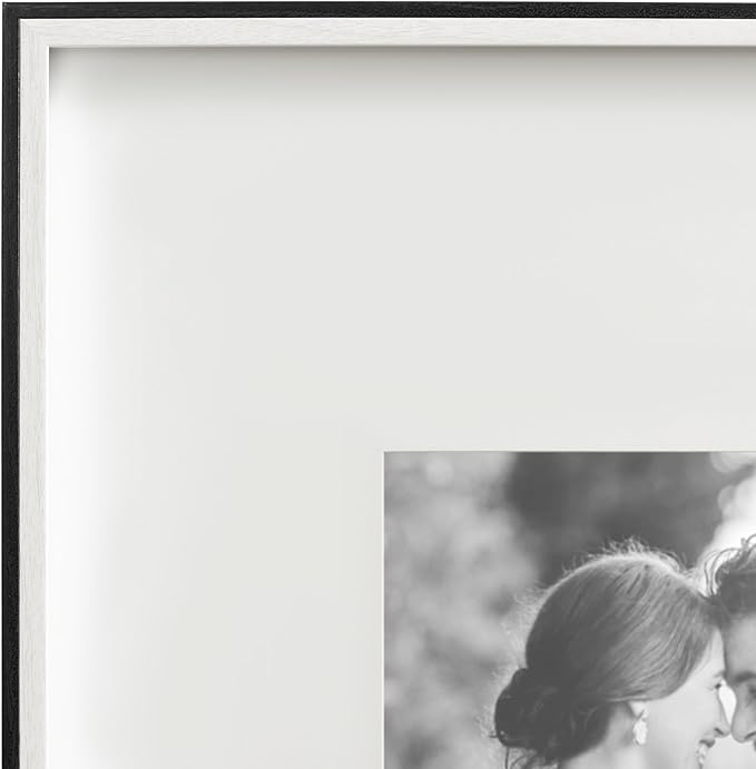 Kate and Laurel Gibson Modern Wall Picture Frame Set of 3; 16x20 matted to 8x10; White and Black; Three-Piece Frame Set for Gallery Wall Frame Set in Living Room Wall Décor