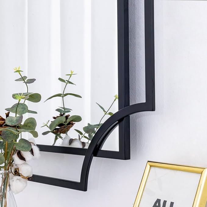 47'' x 32'' Black Mirror for Wall Decor, Large Living Room Mirror with Metal Frame, Modern Decorative Mirror for Dining Room, Entryway, Fireplace