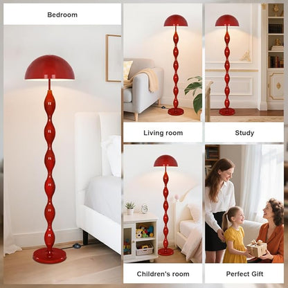 Floor Lamp Creative Mushroom Lamp, Creamy Style Modern Tall Lamp with Foot Switch, Red Standing Lamp for Living Room, Bedroom, Office, Corner, E26/E27 Bulbs Compatible
