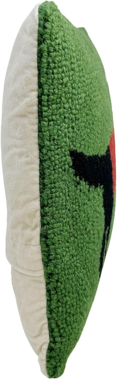 Hand Hooked Christmas Pillow - 12X12 inches Throw Pillow for Couch or Dorm (Black Lab)