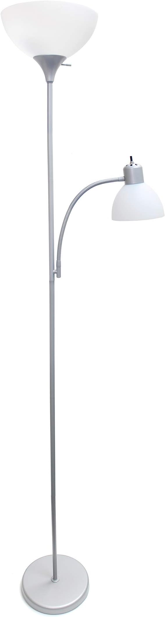 Simple Designs LF2000-SLV Mother-Daughter Floor Lamp with Reading Light, Silver