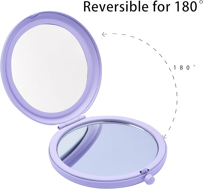 Compact Mirror for Purse, Metal Round Shell, Double-Sided 1X/12X Magnifying, Portable Travel Small Makeup Mirror, Mini Pocket Mirror, Periwinkle, 18 Packs