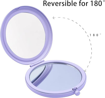 Compact Mirror for Purse, Metal Round Shell, Double-Sided 1X/12X Magnifying, Portable Travel Small Makeup Mirror, Mini Pocket Mirror, Periwinkle, 18 Packs