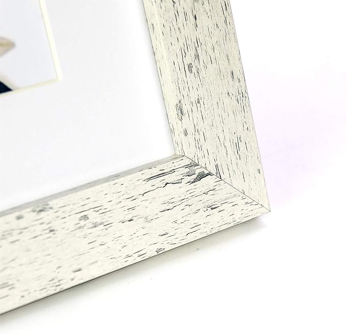 Rustic White 8x10 Picture Frame set of 2,Display 8x10 without Mat or 5x7 with Mat
