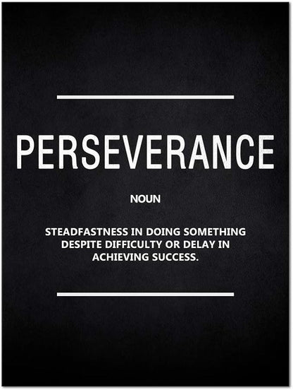 Inspirational Wall Art Motivational Entrepreneur Quote Painting Prints on Canvas Inspiring Hustle Posters Perseverance Noun Pictures Artwork Home Office Decor Framed Ready to Hang (18”Wx24”H)