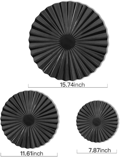 ITrixgan 7 Pieces Black Wall Art Metal Modern Round Large Sunburst Hanging Wall Decor Above Bed TV for Home Office Bedroom Living Room