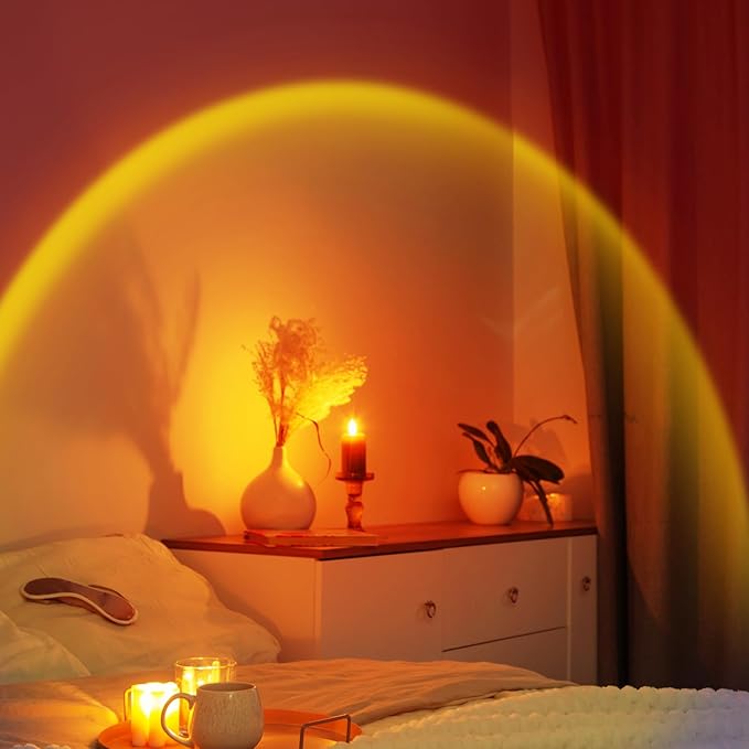 XEBKOR Sunset Lamp Projector,360 Degree Rotation Sun Lamp Led Night Light with USB Port,Sunset Lamp for Room Decor, Photography,Tiktok Live,Christmas Gift for Women