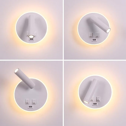 USB Charging Port Wall Wash Light White Bed LED with Interior Wall Adjustable Spotlight Reading lamp Wall lamp Bedroom Indoor Bedside Lamp 3000K (3W + 9W)