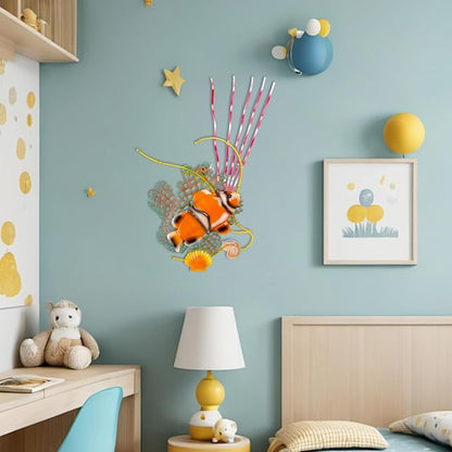 dreamskip Sea Fish Metal Beach Wall Decor Art, Orange Ocean Themed Wall Sculpture, Coastal Beach Outdoor Decor For Pool, Fence, Garden, Patio, Bathroom Indoor