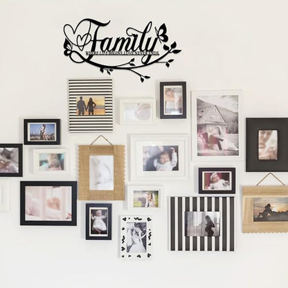 BFORXRO Family Signs for Home Decor Wall Black Metal Wall Art Family Wall Decor for Living Room Kitchen Bedroom