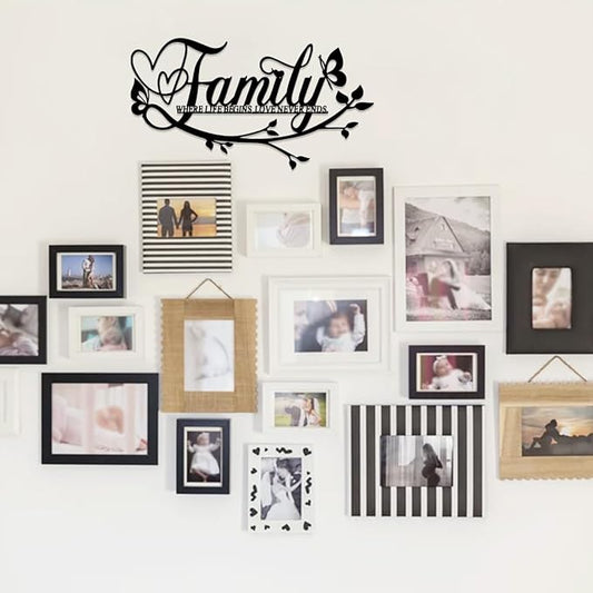 BFORXRO Family Signs for Home Decor Wall Black Metal Wall Art Family Wall Decor for Living Room Kitchen Bedroom