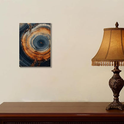 IBHJSART Framed Tree Ring Canvas Wall Art Vintage Colorful Wood Stump Painting Prints Modern Minimalist Pictures Neutral Nature Rustic Farmhouse Decor Living Room Bedroom Bathroom Office