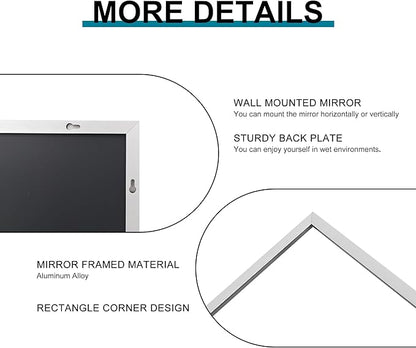 DESBING 30" x 36"Bathroom Mirror, Silver Rectangle Corner Wall Mirror with Metal Frame, Decorative Rectangular Vanity Mirror for Bedroom Bathroom Living Room Entryway (Horizontal/Vertical)