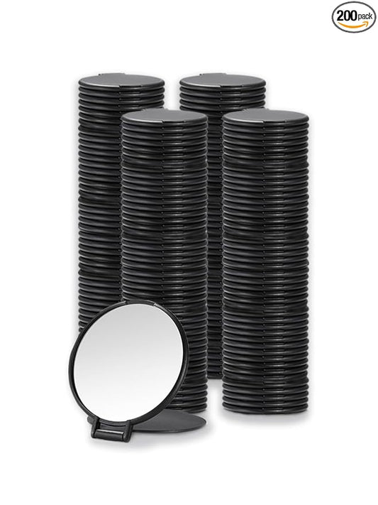Qislee Compact Mirror Bulk, Round Makeup Mirror for Purse, Set of 200 (Black)
