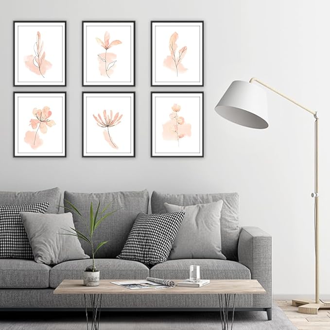 DREAM BIG PRINTABLES Floral Watercolor Sketches Art Prints (Set of 6) - Unframed - 11x14 | Botanical Wall Decor | Bedroom Wall Decor