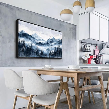 ERQINHUA Black Framed Canvas Wall Art For Bedroom Large Wall Decorations For Living Room Modern Office Mural Misty and Fog Forest Painting Mountain Landscape Pictures Artworks Home Decor 20x40 In