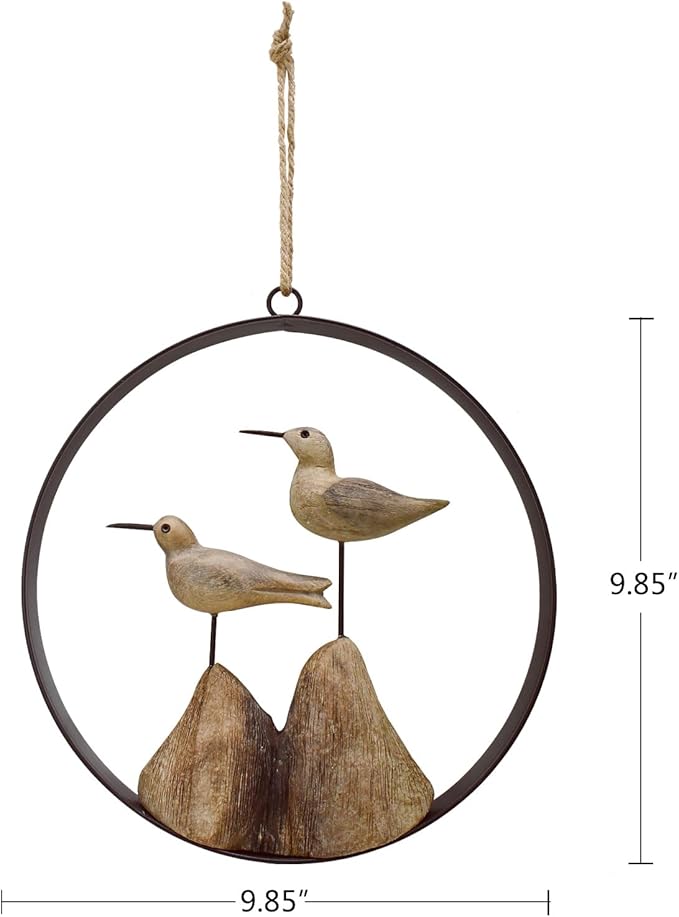 Aecipl Nautical Wood Wall Decoration Rustic Wooden Hanging Ocean Home Decor Hand Carved Beach Themed Ornament for Door (Round, B)