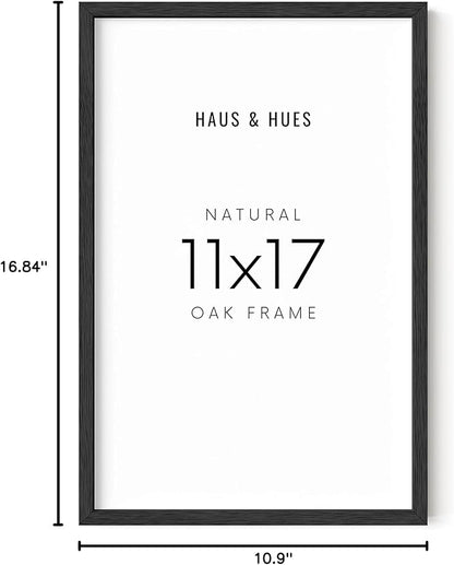 HAUS AND HUES 11x17 Black Oak Frame - Wooden Poster Display, Natural Wood Finish