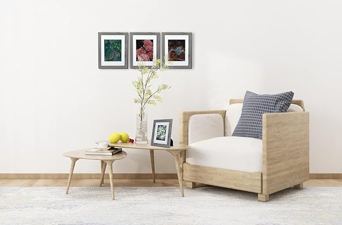 Grey 11x14 Picture Frame set of 2,Display 11x14 without Mat or 8x10 with Mat，Wall Gallery Photo Frames