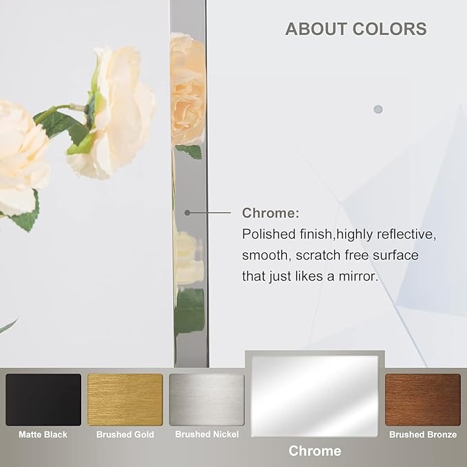 ANDY STAR 36x48 Chrome Bathroom Mirror, Large Decorative Scalloped Shape Wall Mirror with Stainless Steel Frame, Modern Wave-Edge Design for Vanity, Hallway, Lounge Decor