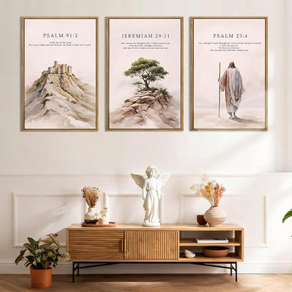 IARTTOP Large Christian Easter Framed Canvas Wall Art 16x24 Inch Jesus Easter Bible Verse Art Prints Religious Scripture Wall Decor for Living Room Bedroom Set of 3