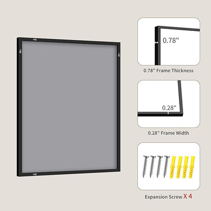 YIROMAN Bathroom Mirror 24"x32", Black Bathroom Mirrors for Over Sink with Aluminum Frame, Rectangular Vanity Mirror with Right Angle, Wall Mirror for Oversink, Vanity, Bedroom, Living Room