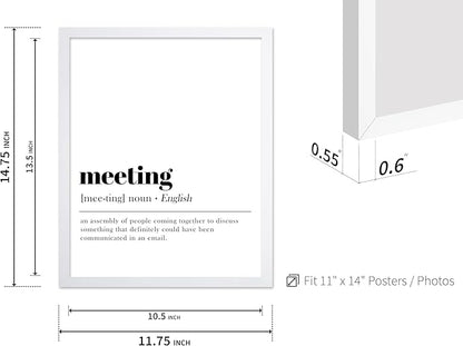 Poster Master Typography Poster - Retro Dictionary Print - Meeting Definition, Assembly of People, Book Page, Funny - Gift for Colleague, Friend - Wall Decor for Home, Office, 11x14 White Framed