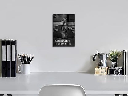 Inspirational Canvas Prints Cat Tiger Wall Art Mindset Pictures Motivational Quotes Animal Poster for Office Decor Framed Ready to Hang 20x30inches