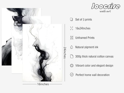 Black White Abstract Wall Art Decor Set of 3 Modern Wall Art Minimalist Canvas Wall Decor Black White Abstract Prints Modern Pictures Minimalist Artwork for Living Room Bedroom 16x24 Inch Unframed