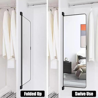 180° Swivel Full Length Mirror, 47" x 15.2" Wall Mounted Full Length, Hideaway Closet Mirror for Cloakroom, Bedroom, Door