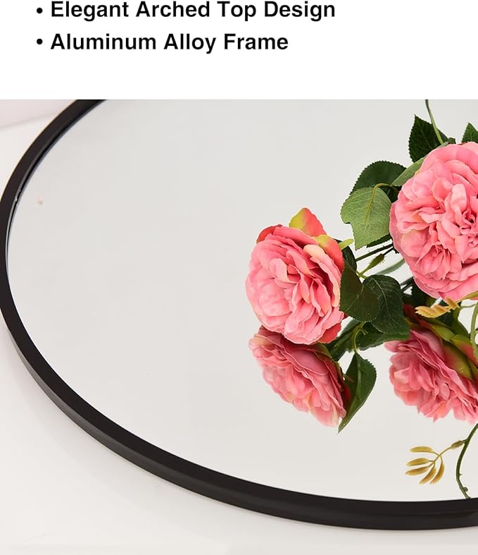 KOMCOTE Full Length Floor Mirror, 82x42 Inch Oversized Arched Standing Mirror in Black for Bedroom, Living Room, Dressing Room - Elegant Freestanding Leaning Mirror Decor