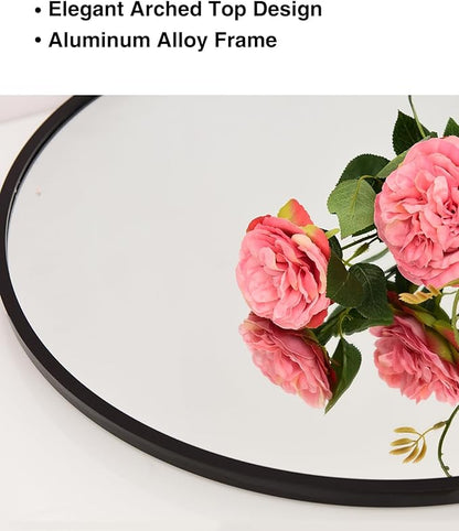 KOMCOTE Full Length Floor Mirror, 82x42 Inch Oversized Arched Standing Mirror in Black for Bedroom, Living Room, Dressing Room - Elegant Freestanding Leaning Mirror Decor