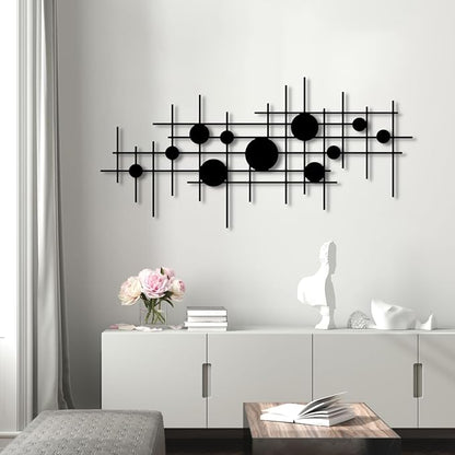 Cadeali Geometric Metal Wall Art, Metal Abstract and Geometric Wall Decor, Minimalist Line Art, Modern Decor, Living Room, Bedroom,Office Hangings(Gold, 29"x14"|76x37cm)