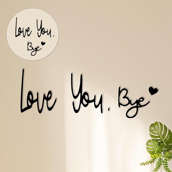 Love You Bye Sign Above Door, Metal Door Topper Wall Decor Express Love and Warm Family Sign for Office Front Bathroom Hallway Entryway Black (LOVE YOU. BYE1)