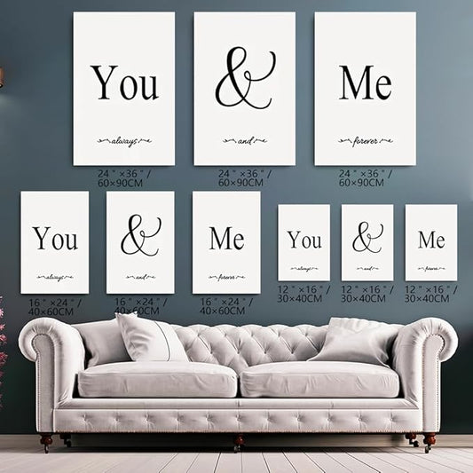 GUBIYU Black & White Bedroom You And Me Canvas Poster - Aesthetic Wall Art - Ideal Gift, 20"x28"