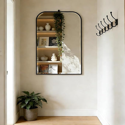 POZINO Rectangle Beveled Mirror, 22"x35" Premium Bathroom Mirror Over Sink, Vanity Mirrors with Stainless Steel Frame, Modern Wall Mirrors for Living Room Bedroom Entryway Hallway Fireplace
