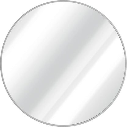 HBCY Creations Medium Round Mirror, Silver 30 inch Wall Mirror for Entryway, Bathroom, Living Room and More, Modern Minimalist Mirror for Both Rustic and Boho Design and Decor