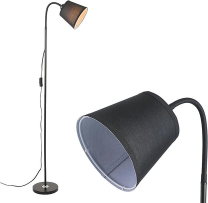 Floor Lamp, Industrial Metal Floor Lamps for Living Room with Adjustable Bendable 2 in 1 Reading Table Lamps for Living Room Bedroom Office (B+Black Shade)