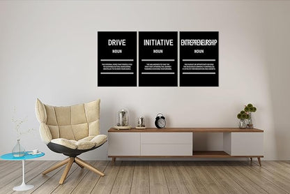 Entrepreneurship Initiative Drive Inspirational Canvas Wall Art 3 Panel Motivational Leadership Print Poster Painting Modern Inspiring Artwork for Home Office Living Room Wall Decor[60''Wx 28''H]
