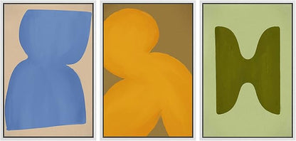SIGNLEADER Framed Canvas Print Wall Art Set Vibrant Mid-Century Polygon Variety Abstract Shapes Illustrations Minimal Decorative Bohemian Nordic for Living Room, Bedroom, Office - 16"x24"x3 WHITE