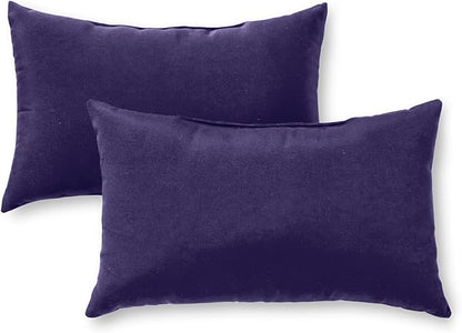 Set of 2 Outdoor Throw Pillows 19 x 12 Inch – Reversible Rectangle Patio Accent Pillows – Weather-Resistant Polyester Fabric – Eco-Friendly Recycled Polyfiber Fill – Navy